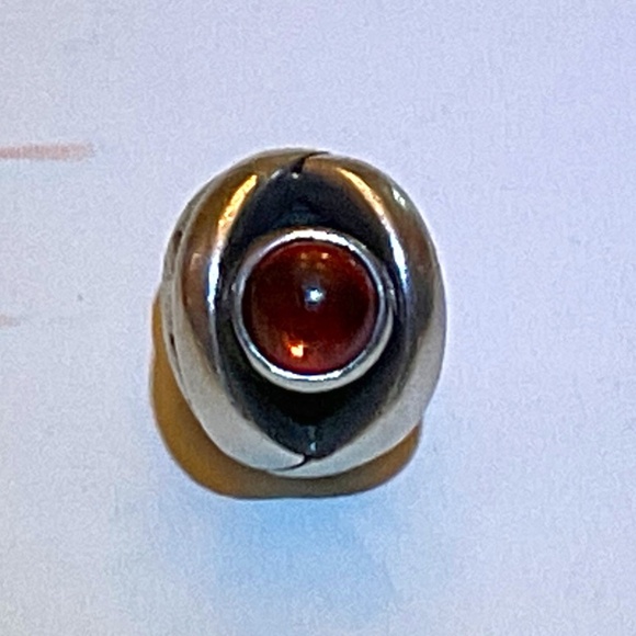 PANDORA 925 Sterling Silver Real Red Garnet Evil's Eye Bead Charm - Picture 1 of 5